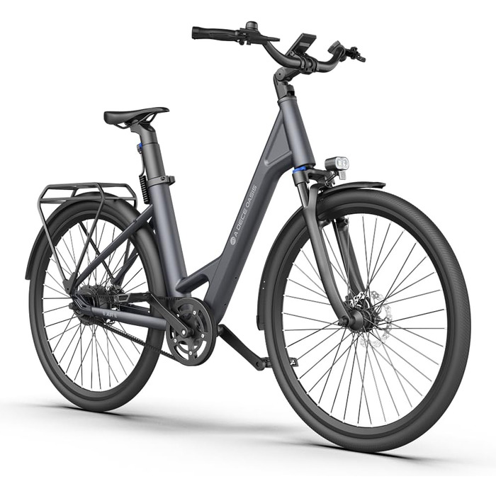 Електричний велосипед ADO E-Bike Air 28, педальний ремінний привід, 28 дюймів, 1 передача, задній двигун, акумулятор 345.00 Вт-год, ebike для жінок/чоловіків, безщітковий двигун 36 В 250 Вт, сірий