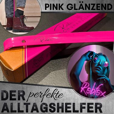 Металевий ріжок для взуття Robfox рожевий I 43 см ДОВГИЙ ТА НАДЗВИЧАЙНО СТІЙКИЙ I Довгий ріжок для взуття з нержавіючої сталі I На