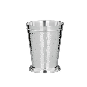 Франкфуртська посріблена кружка, 11 см, 250 мл, з кованим обідком та бісером, преміальна посріблена кружка для напоїв, стійка до потьмяніння, елегантна