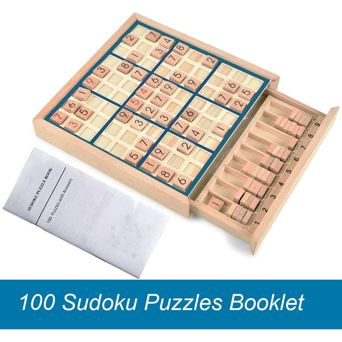Дерев&39яна настільна гра судоку BOHS з висувним ящиком - з книгою зі 100 головоломок судоку для дорослих - настільна іграшка-голо