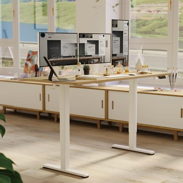 Каркас столу Claiks з регульованою висотою та колесами, електричний каркас столу з 3 функціями пам&39яті, каркас столу з потужним двигуном, білий, Т-подібний, білий