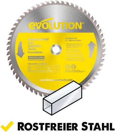 Evolution Power Tools S355TCT-90CS – Пильний диск з нержавіючої сталі 90T TCT, 355 мм, для поперечного різання