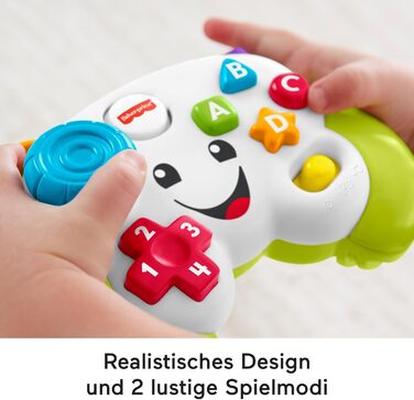 Розважальний ігровий контролер Fisher-Price Learning для немовлят і малюків зеленого кольору, манекен для відеоігор із функцією му