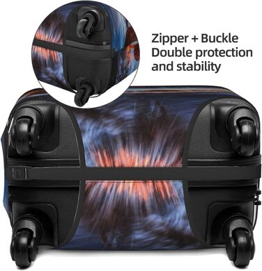 Чохол на валізу Куточок моря, еластичний, з принтом, водостійкий, захисний чохол для багажу (для валіз розміром 45,7 - 81,3 см), Чорний, Великий розмір