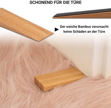 Нековзний дверний обмежувач з 100 бамбука FSC - Набір з 2 дерев'яних дверних клинів - Фіксований підлоговий дверний обмежувач з гу