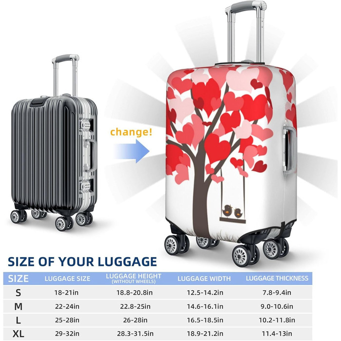 Чохол для валізи Дерево Любові, еластичний захист від подряпин, розмір XL, чорний (95 см)
