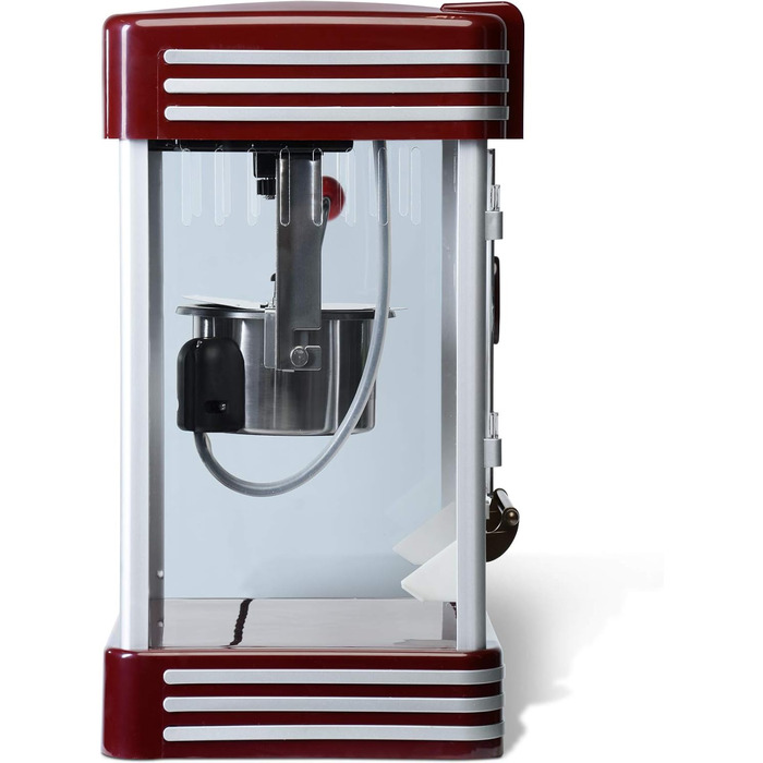 Машина для попкорну Jago Retro - 60 л/год, 200 г/10 хв, горщик з нержавіючої сталі, для солоного попкорну - вигляд 50-х, професійна виробник попкорну, виробник, торговий автомат