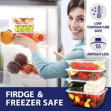 Прозорих пластикових контейнерів для мікрохвильової печі об&39ємом 750 мл з кришками, без BPA, придатних для заморожування та використання в мікрохвильовій печі, 50 шт.