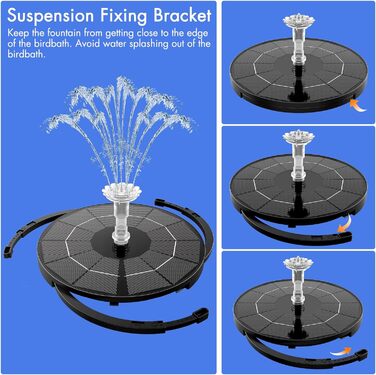 Сонячний фонтан AISITIN зі знімною сонячною панеллю 3,5 Вт своїми руками, оновлення сонячного насоса для ставка 2024 року, круглий сонячний фонтан із 8 стилями фонтанів для садового ставка, ванни для птахів, водної гри своїми руками, акваріума