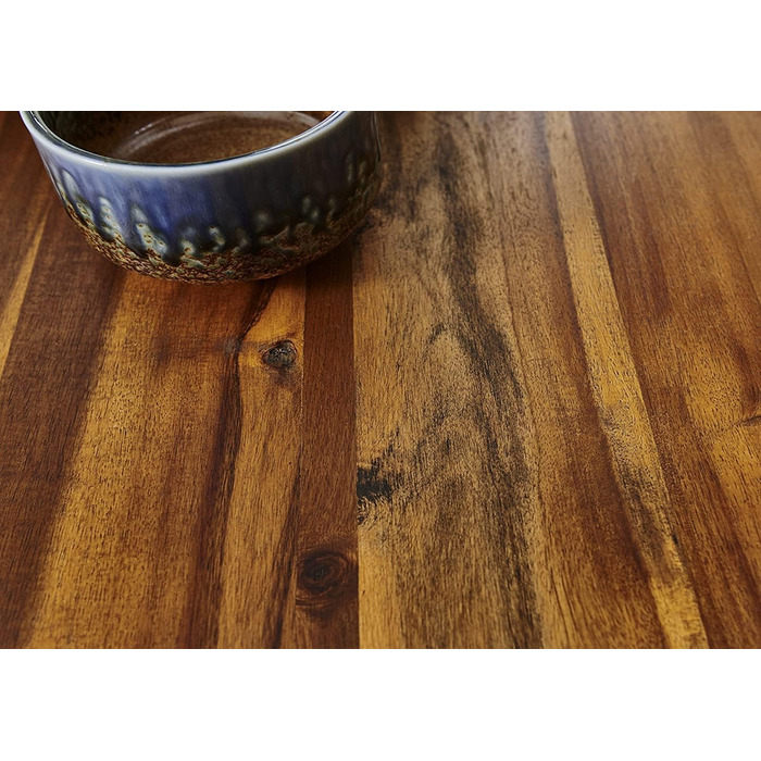 Обідній стіл SAM Esra, 120 x 80 см, масив акації, коньячного кольору, стіл з натуральним краєм та чорним металевим каркасом, обідній стіл зі стільницею з натуральним краєм 26 мм, справжній натуральний край, 120 x 80 см, коньячний/чорний