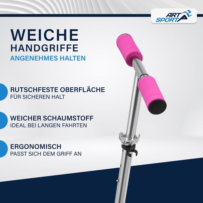 Самокат з великими колесами та ременем для перенесення - для дітей від 3 років - 4 дизайни 88 x 27 x 106 см рожевий