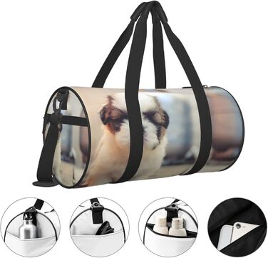 Біла та коричнева дорожня сумка-мішок, довговічна, спортивна сумка для чоловіків та жінок, ідеальна для цуценят, велика спортивна сумка