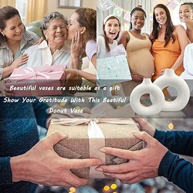 Ваза - Набір з 2 білих керамічних ваз для квітів для прикраси будинку Вази із сухоцвітів для скатертини з пампасною травою, прикра