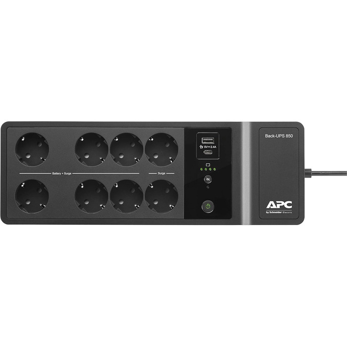 ДБЖ APC by Schneider Electric Back-UPS ES - BE850G2-SP 650 ВА з 8 роз'ємами Schuko та зарядним портом USB A і C, 850 В / 520 Вт