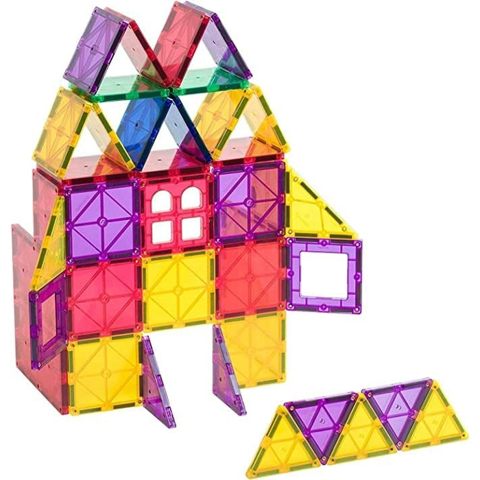 Магнітний конструктор Playmags, набір із 60 деталей з літерами ABC, STEM-іграшка для розвитку хлопчиків, дівчаток та малюків