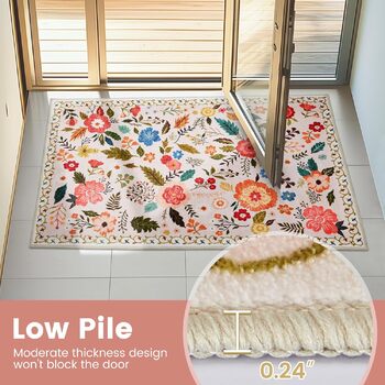 Килим для передпокою, який можна прати, доріжка з коротким ворсом, вінтажний квітковий візерунок, низький ворс, килим для вітальні, м&39який килимок для приліжкової підлоги, килимок/декор/спальня/дитяча кімната, 80x150 см, бежевий/рожевий, прямокутний 80 