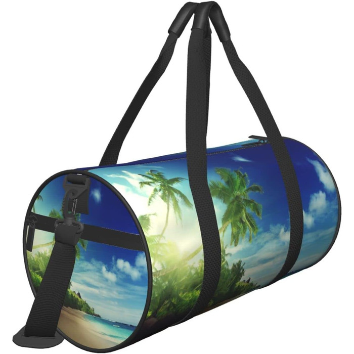 Спортивна сумка, дорожня сумка, пляжна сумка, принт Захід сонця, сумка на нічліг, чорна, універсальний розмір