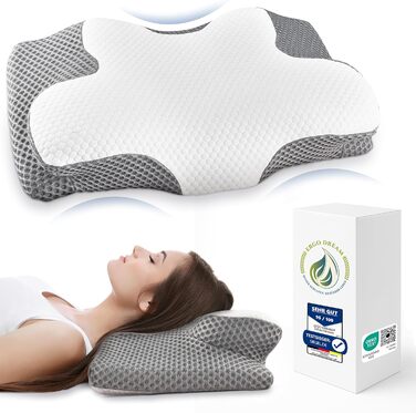 Ортопедична подушка для шиї подушка з піни з ефектом пам&39яті для сну на спині та на боці, ергономічна подушка для полегшення болю в шиї, дихаюча та сертифікована Oeko-TEX