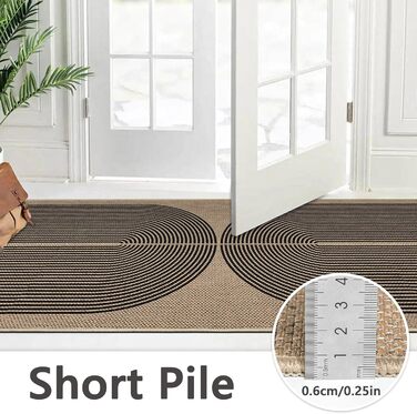 Килимова доріжка Capsulpad для передпокою 80x200 см, кухонний килим з джутовим ефектом, натуральний килим, що миється, чорний, нековзка, кухонна доріжка для коридору, кухні, спальні, балкону, чорного кольору 80 x 200 см (прямокутна)