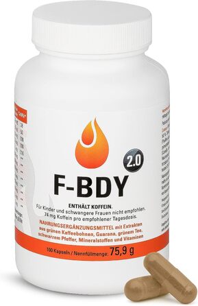 Капсули Vihado F-BDY 2.0 для підтримки нормального метаболізму з рослинними речовинами та вітамінами, стимулятор з екстрактом зеленої кави, 100 шт.