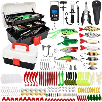Набір рибальських снастей з 213 предметів, коробка з аксесуарами, рибальський набір, що включає свинцеві вантажі, гачки, рибальські приманки, повне рибальське спорядження для початківців та професіоналів для лову окуня, блакитної окуні, краппі та інших ви