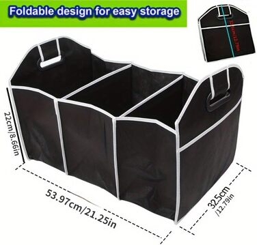 Органайзер для багажника з 3 відділеннями, складаний контейнер для автомобіля, велика місткість, ізольовані сумки-бокси для зберігання, портативні водонепроникні сумки для багажника, універсальний для позашляховиків та пікапів
