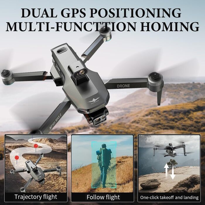 Дрон X-Verse KF104 MAX2 із камерами 4K HD EIS, пульт дистанційного керування з екраном, дистанційне керування 6 км, 3-осьовий підв