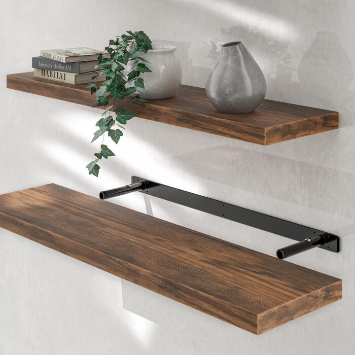 Настінна полиця Casaria, дерево, темний дуб, полиця з кронштейном, вантажопідйомність 15 кг, підвісна полиця, кухня, вітальня, коридор, плаваюча настінна полиця, книжкова полиця, плаваюча полиця, 90 см, 1 темний дуб