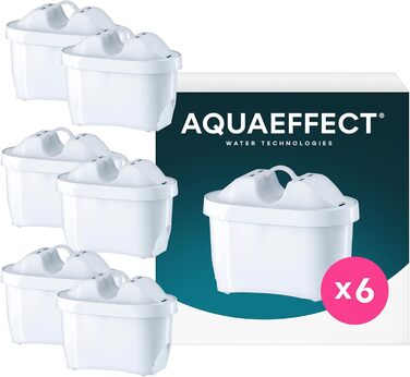 Картридж для фільтра для води AQUAEFFECT MAX 6 шт. I Сумісний із глечиком для фільтра для води BRITA MAXTRA I Картридж для фільтра для води проти хлору та вапняного нальоту I Кращий смак I 150 л або продуктивність фільтра 30 днів