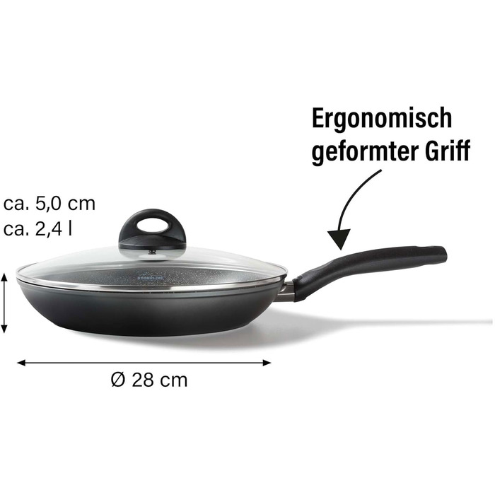 Керамічна сковорода STONELINE з кришкою 28 см Керамічна сковорода Індукційна сковорода з антипригарним покриттям з реальними части