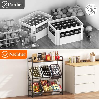 Стійка для напоїв Lifewit з полицею на 6 ящиків, металева стійка для ящиків, вантажопідйомність 340 кг, 32 Г x 104 Ш x 117,3 В см, окремостояча підставка для ящиків, стійка для напоїв, стійка для ящиків для води, стійка для пивних ящиків, рустикальний кор