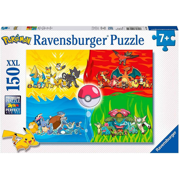 Дитячий пазл Ravensburger 10035 - Типи покемонів - 150 елементів XXL Пазл Покемон для дітей від 7 років, іграшка Покемон, подаруно