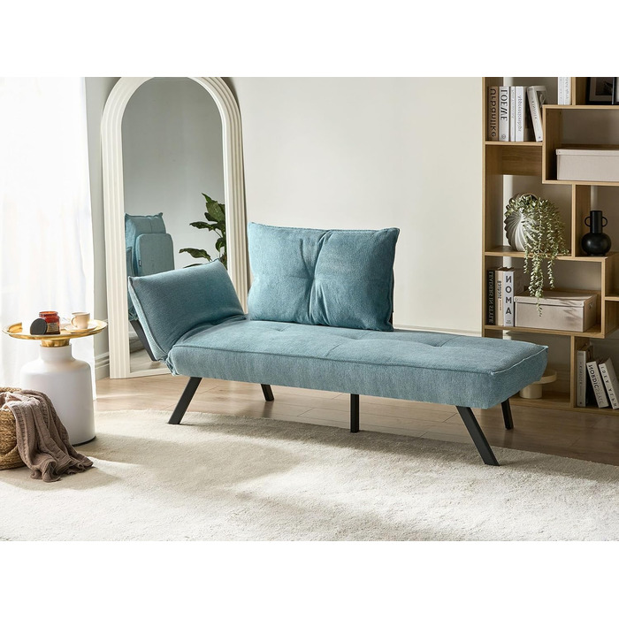 Шезлонг Beliani Тканина світло-блакитний Ліворуч Функція сну водовідштовхувальний Рокамадур