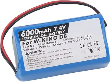 Акумулятор для Bluetooth-колонки W-King D8, музичної скриньки для вечірок, літій-іонний акумулятор (7,4 В, 6000 мАг)