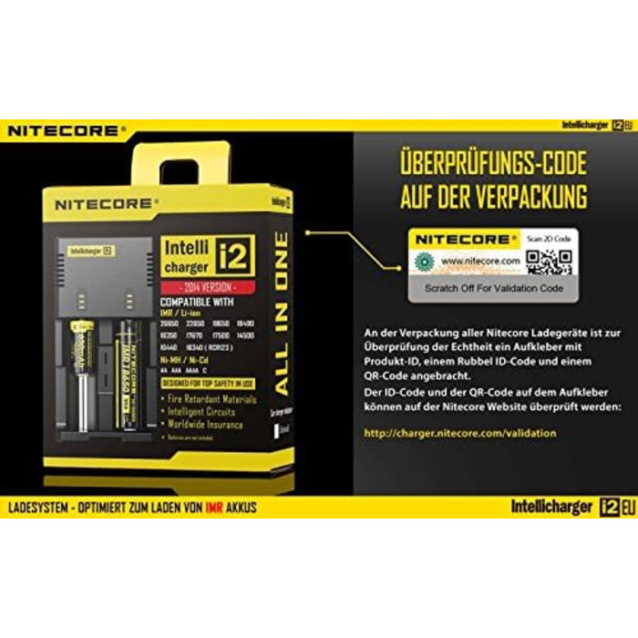 Зарядний пристрій NiteCore NC-i2 версії 2014 Intellicharge для Li-Ion/NI-Mh/NI-Cd акумуляторів (вихідний струм 2 шт. 500mA)