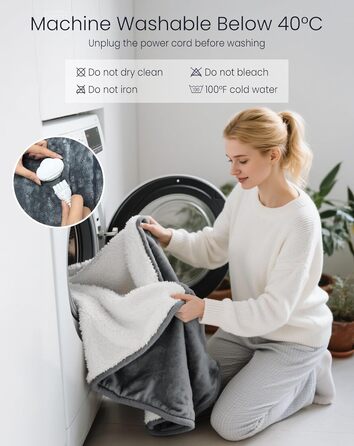 Ковдра з підігрівом anysun, нагрівальні подушечки 200x180 см, ковдра з підігрівом та автоматичним вимкненням, 6 налаштувань нагріву, 10-годинний таймер, електрична ковдра з підігрівом та захистом від перегріву для ліжка, дивана, можна прати в пральній маш