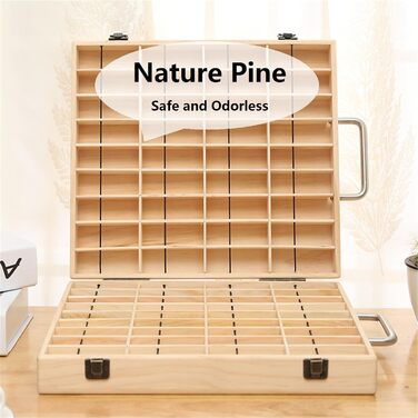 Рівневий органайзер для ефірних олій з масиву дерева з 72 відділеннями та ремінцем - коробка для зберігання з шухлядою, підставка для флаконів об&39ємом 5-15 мл, ароматичних олій, лаку для нігтів, косметики, губної помади, дерев&39яний, 72 відділення, 2-