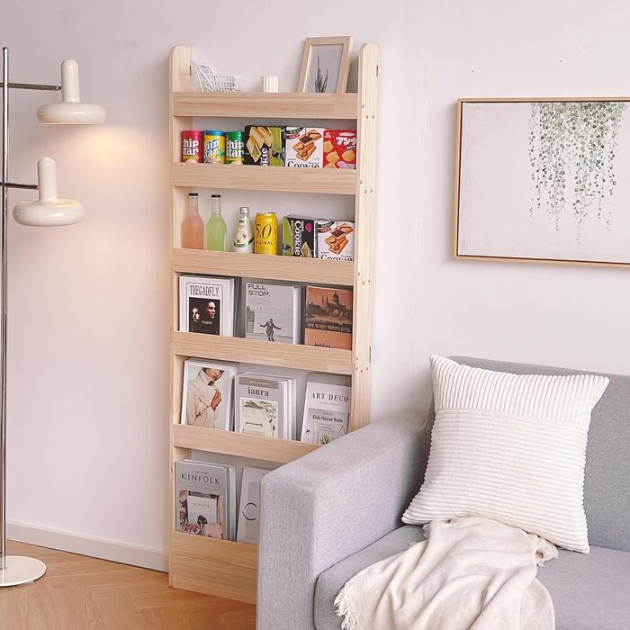 Книжкова полиця Heehee з масиву дерева, органайзер для книг, зберігання іграшок, настінна книжкова полиця для дітей та дорослих (ширина 80 см)