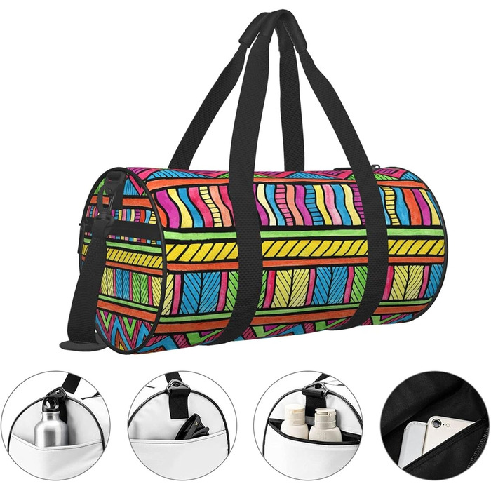 Спортивні сумки-мішки з акварельним етнічним малюнком для фітнесу, подорожей та покупок, велика дорожня сумка на нічліг та вихідні дні для чоловіків та жінок