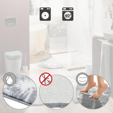 Килимок для ванної Erwin Mller, килимок для ванної, килимок для ванної кульбаба Prasonisi сірий розмір 60x100 см - нековзний, пухнастий м&39який, підходить для теплої підлоги Сірий 60 x 100 см (прямокутний)