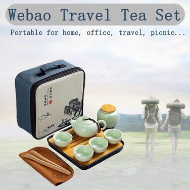 Набір для чаювання Кунг-фу, керамічний чайник з 4 чашками, скарбничка для чаю та піднос, ідеальний подарунок для розсипного чаю, зеленого чаю, та подорожей