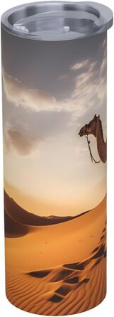 Кухоль з прямою трубочкою, 590 мл, одинокий верблюд, з принтом, дорожній кухоль, підходить для кемпінгу, офісу та дому