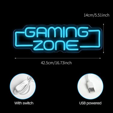 Неонова вивіска Gaming Zone, Неонова вивіска Game Zone для декору кімнати підліткових геймерів, Неонова вивіска з іграми для декору стіни, Світлодіодна неонова вивіска для геймерів, Подарунки для хлопчиків та дітей - A-Gaming zone1