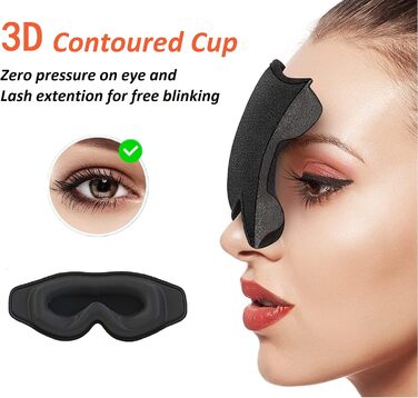 Маска для сну для чоловіків і жінок, 3D контурна маска для сну, м'яка комфортна пов'язка на очі для авіаперельотів, йоги, сну Фіол
