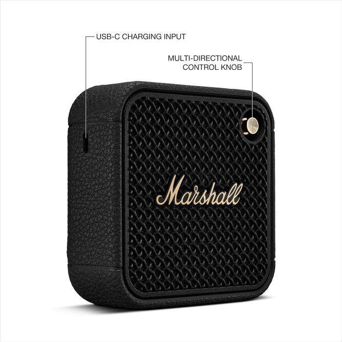 Бездротова Bluetooth-колонка Marshall Willen II, понад 17 годин без підзарядки, водонепроникна за стандартом IP67 - чорний і латун