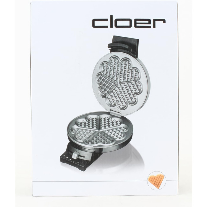 Вафельниця Cloer 185 для вафлі-серця, 930 Вт, розмір вафель 16 см, важкі пластини для випічки, оптичний та акустичний готовий повідомлення, корпус з нержавіючої сталі, нержавіюча сталь, хромована вафля розмір 16 см з сигнальним тоном Chrome