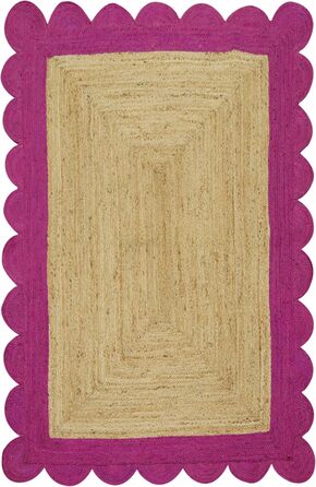 Великий килим кілім 30,5 х 38,1 см, хвилястий килим, бежево-рожевий, тканий джутовий килим, для приміщень і вулиць, плоске плетінн