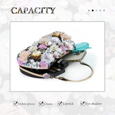 Елегантна жіноча сумочка Квітуча краса з 3D квітковою вишивкою клатч на ланцюжку для вечірок, весіль та урочистих подій (чорний)