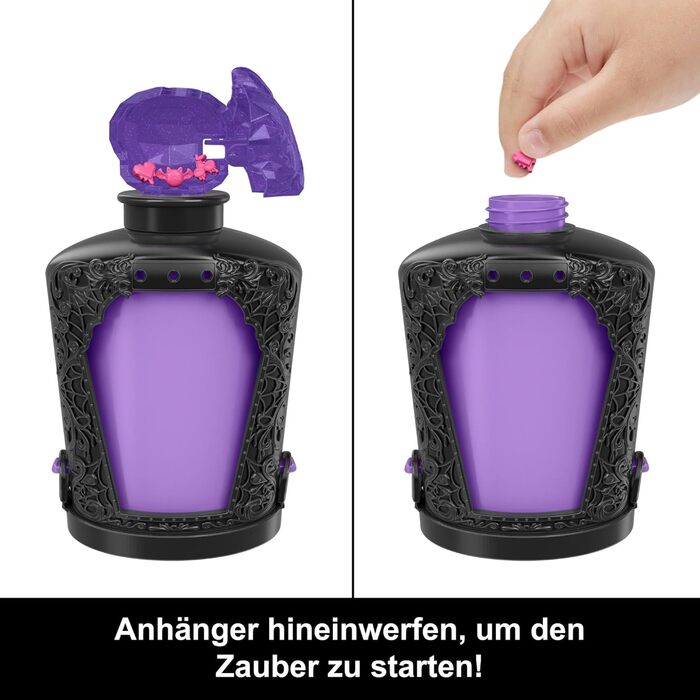 Міні-ляльки Monster High Potions та аксесуари, фігурки-сюрпризи заввишки приблизно 7 см у пляшці для демонстрації з водяною кришкою та брелоками (персонажі можуть відрізнятися), кольорові HYB10