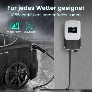 Зарядна станція GONEO Wallbox 22kW 8-32A для електромобілів 3-фазна з 5-метровим зарядним кабелем типу 2 для EV/PHEV зарядний прис